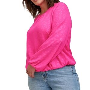 Torrid | Georgette Leopard Print Bubble Hem Blouse Neon Pink Valentine's Day